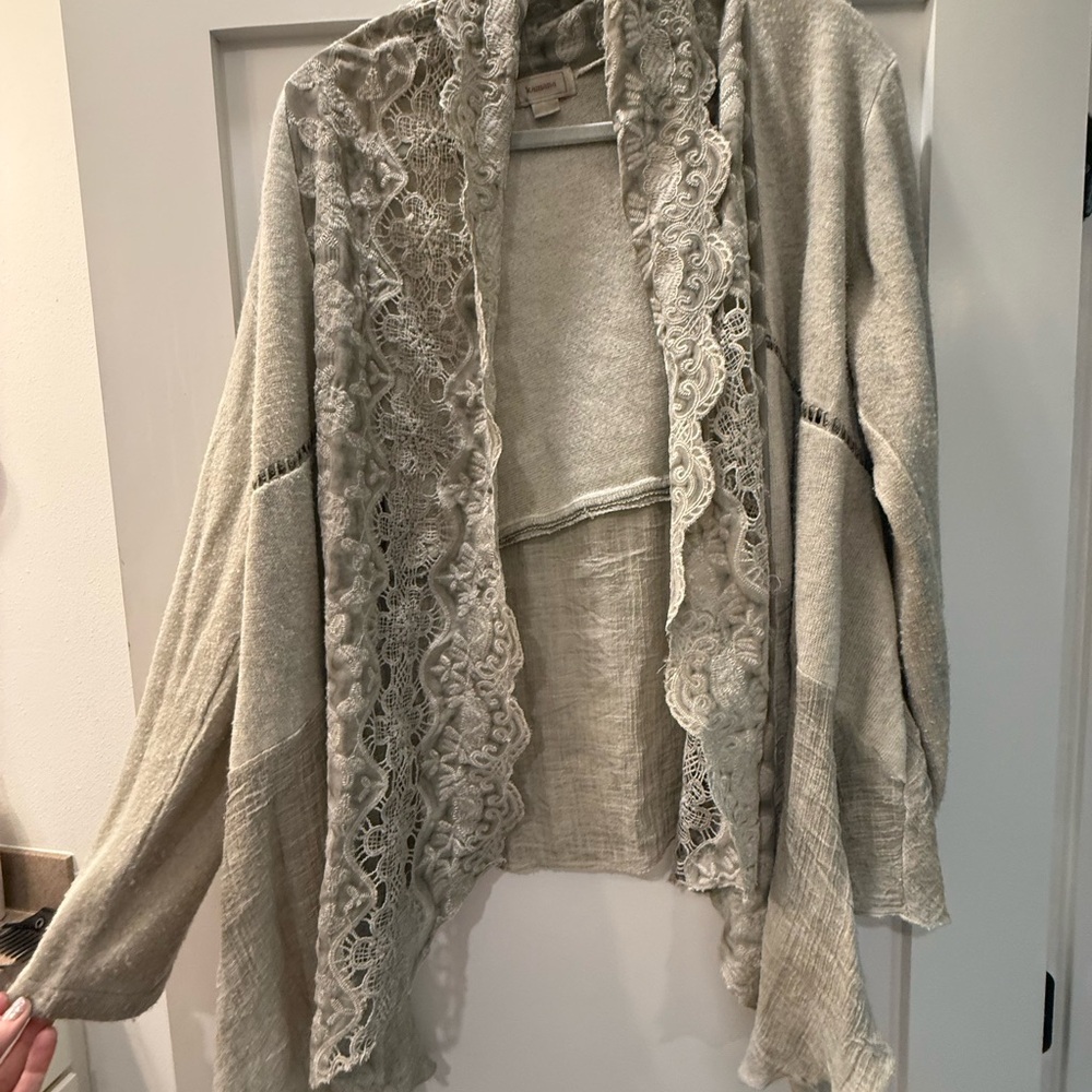 Bohemian Women's Lightweight Crochet Trim Open-Front Sweater Cardigan soft